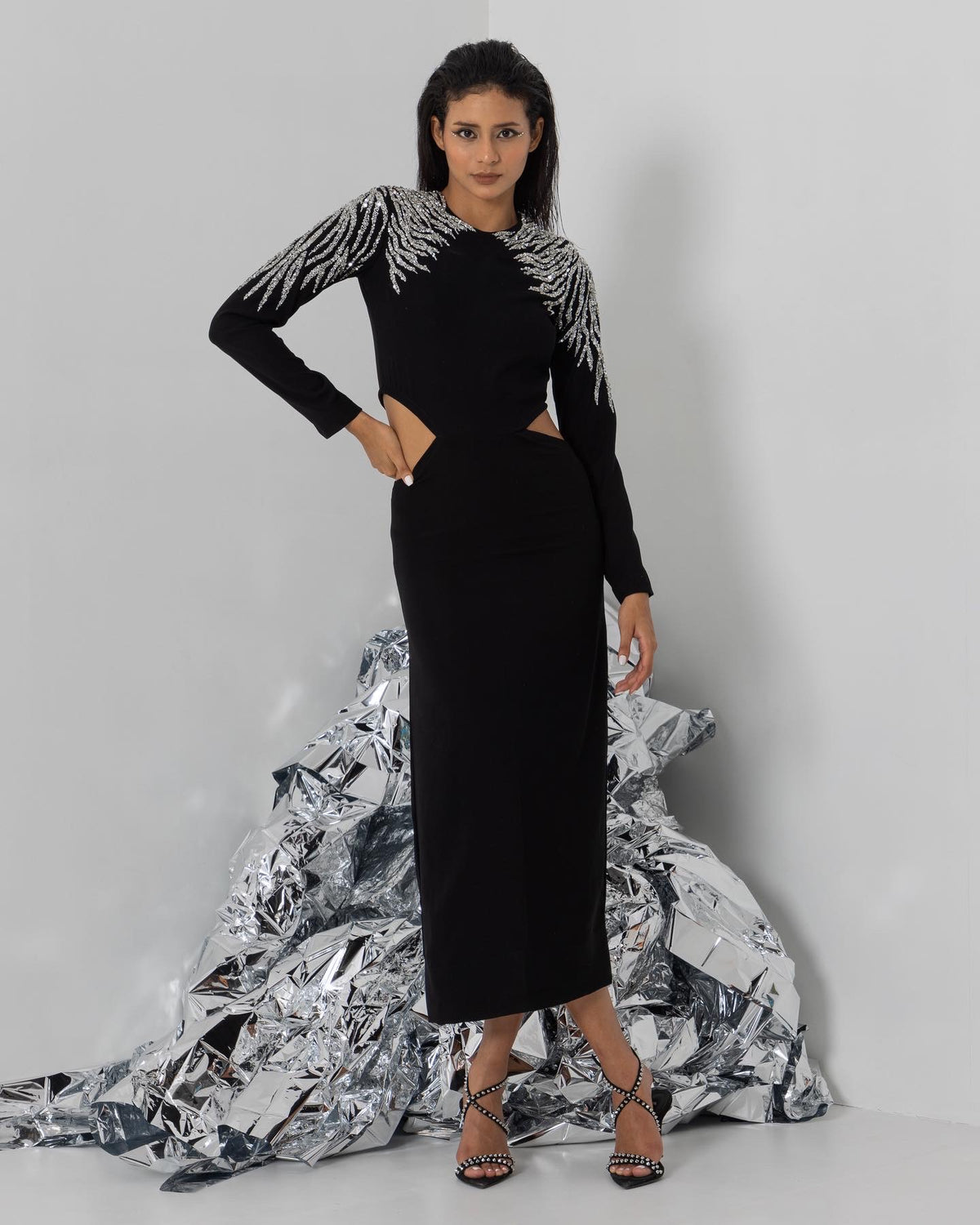 Black Midi with Cutout Detail