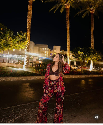 Printed Co-ord with Embroidered Bralette
