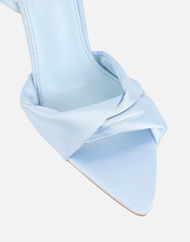 Delilah Brown Satin Ruched Heeled Sandals