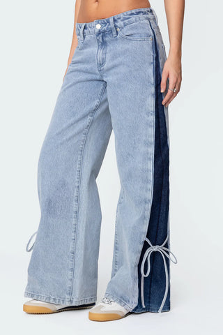 Dual Tone Split Straight Jeans