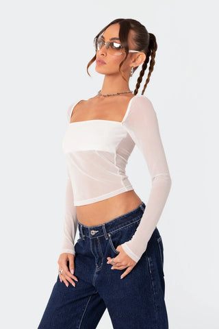 Ethereal Mesh Overlay Top