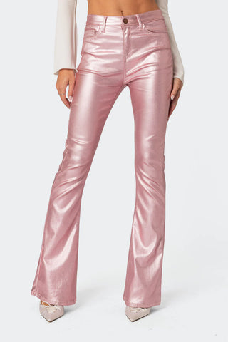 Nova Faux Leather Flare Jeans