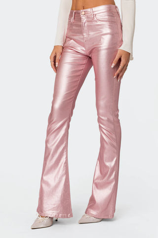 Nova Faux Leather Flare Jeans