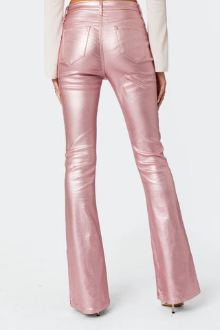 Nova Faux Leather Flare Jeans