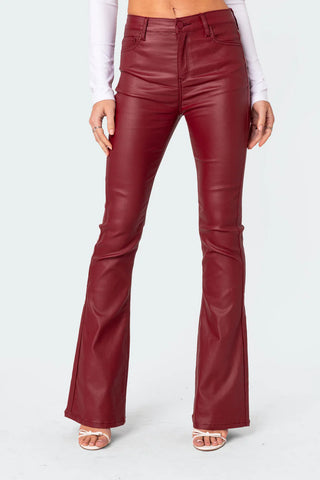 Nova Faux Leather Flare Jeans