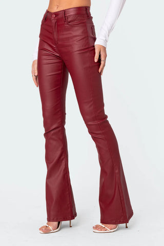 Nova Faux Leather Flare Jeans