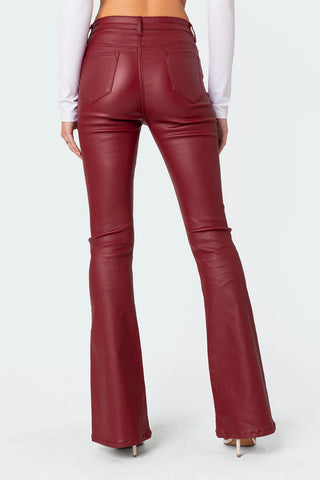 Nova Faux Leather Flare Jeans