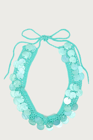Iridescent Disk Crochet Tie Belt