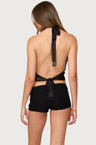 Shiny Knit Backless Top
