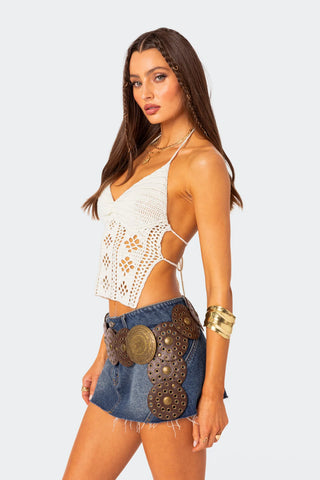Western Style Disc Belt - Faux Leather