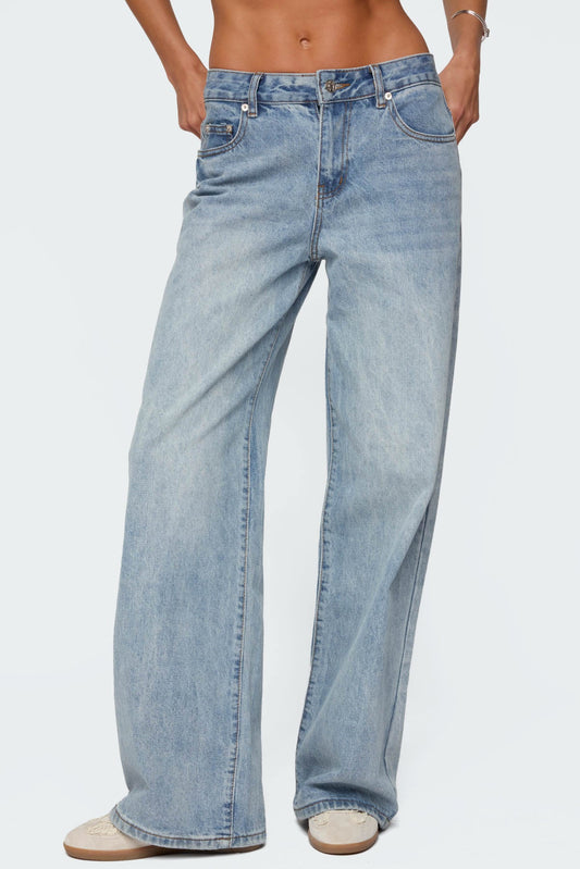 Barrel-Leg Mid-Rise Jeans