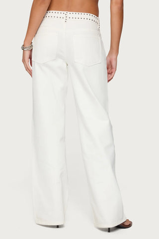 Quincy Studded Low Rise Baggy Jeans