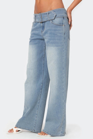 Belted Vintage Wash Jeans