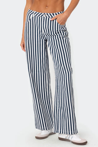 Low-Rise Striped Jeans