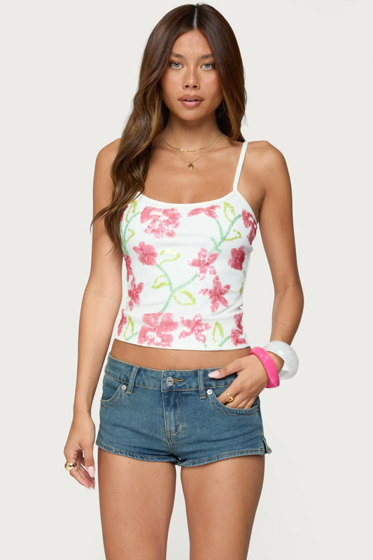 Petalshine Embroidered Tank Top