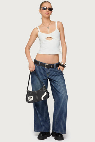 Petite Cory Striped Low Rise Jeans