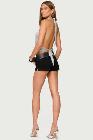 Shiny Knit Backless Top
