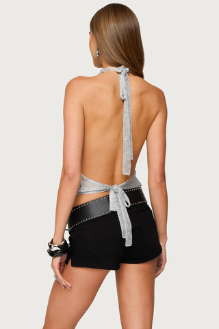 Shiny Knit Backless Top