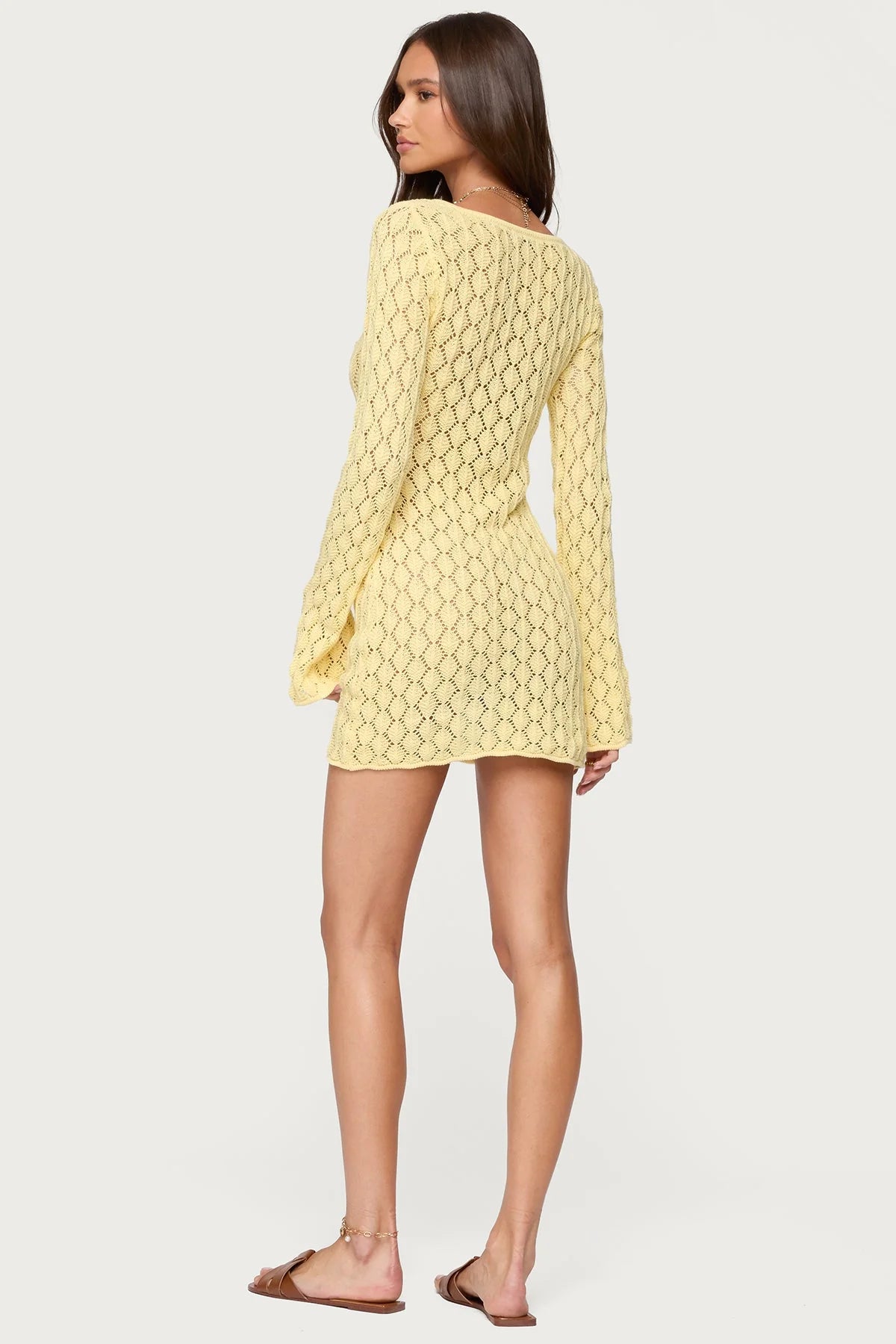 Brie Cut Out Crochet Mini Dress XL / Yellow