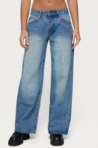 Acid Wash Denim Delight Low Rise Jean