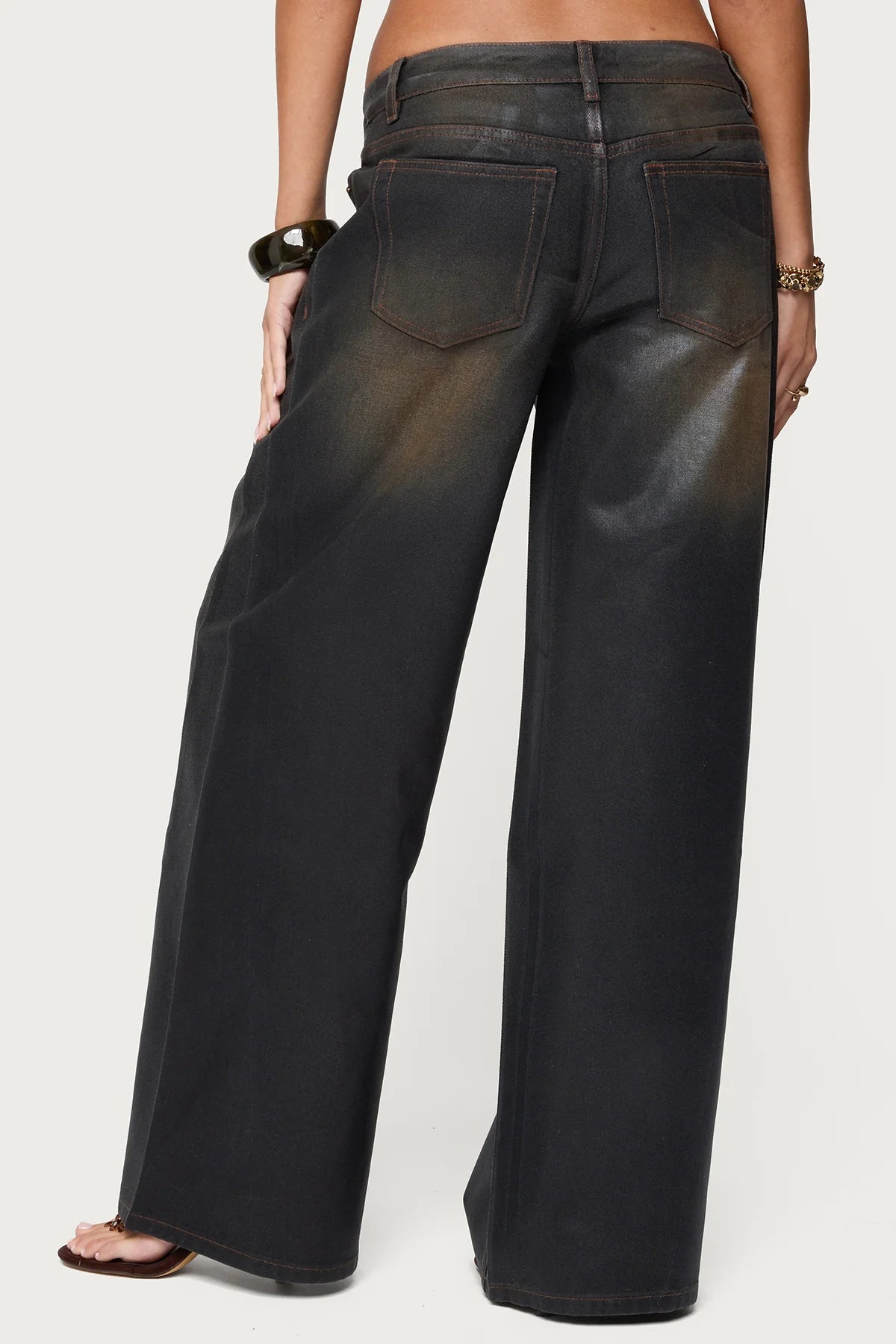 Oversized Mud Wash Low Rise Jeans