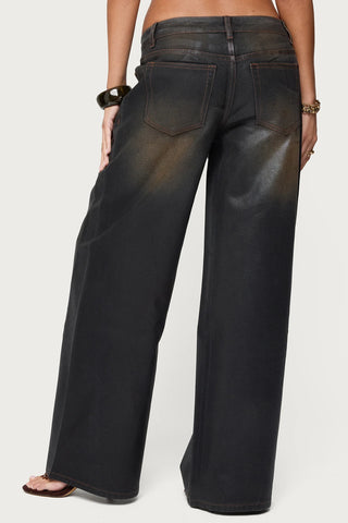 Oversized Mud Wash Low Rise Jeans