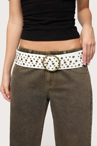 Stud & Grommet Faux Leather Belt