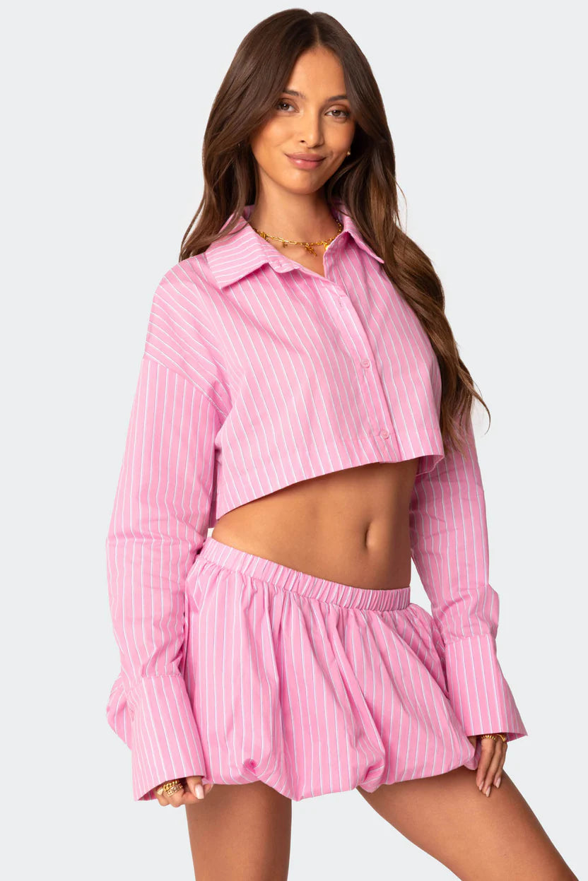 Blush Stripe Cropped Shirt