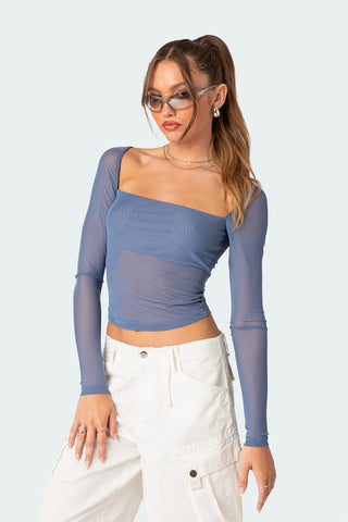 Ethereal Mesh Overlay Top