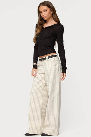 Petite Cory Striped Low Rise Jeans