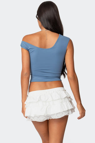 Lace Bow Off-Center Top
