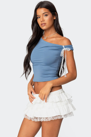 Lace Bow Off-Center Top