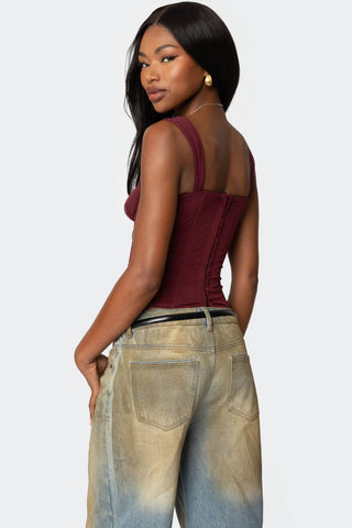 Marcella Wide Strap Mesh Bustier