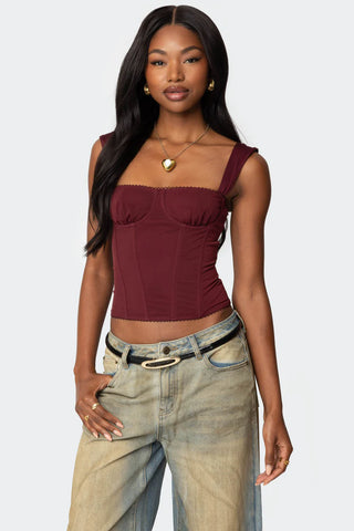 Marcella Wide Strap Mesh Bustier