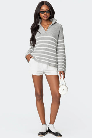 Relaxed Fit Zip-Up Sweater