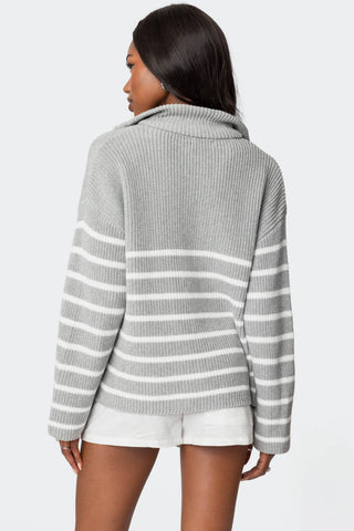 Relaxed Fit Zip-Up Sweater