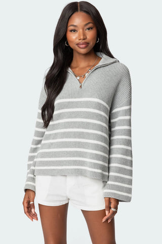 Relaxed Fit Zip-Up Sweater