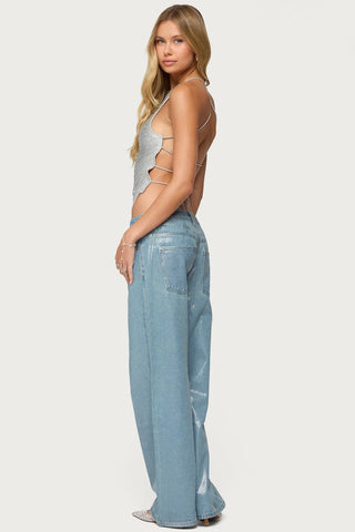 Kalana Crisscross Backless Fringed Top