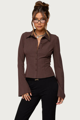 Pinstripe Tailored Button Up Shirt