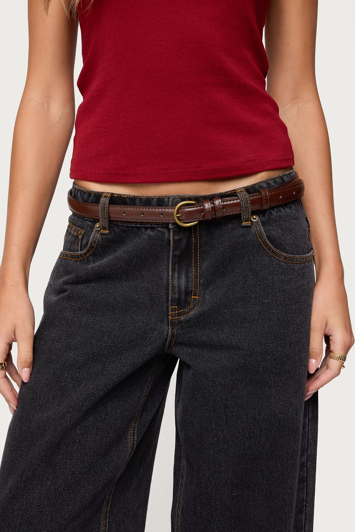 Goldey Faux Leather Belt