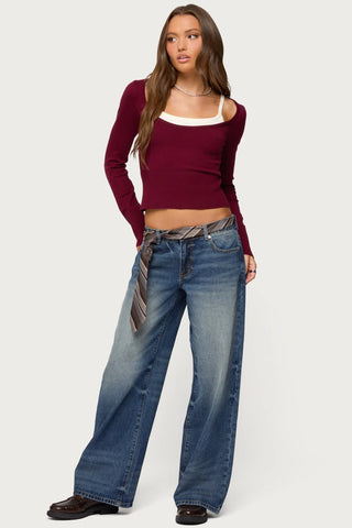 Rogue Distressed Low-Rise Jeans
