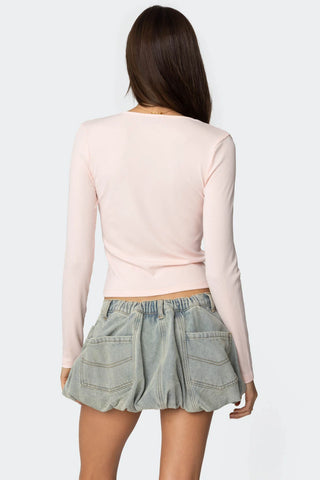 Lace Accent Ribbed Tee