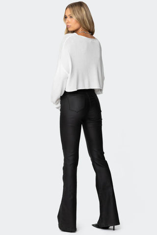 Nova Faux Leather Flare Jeans