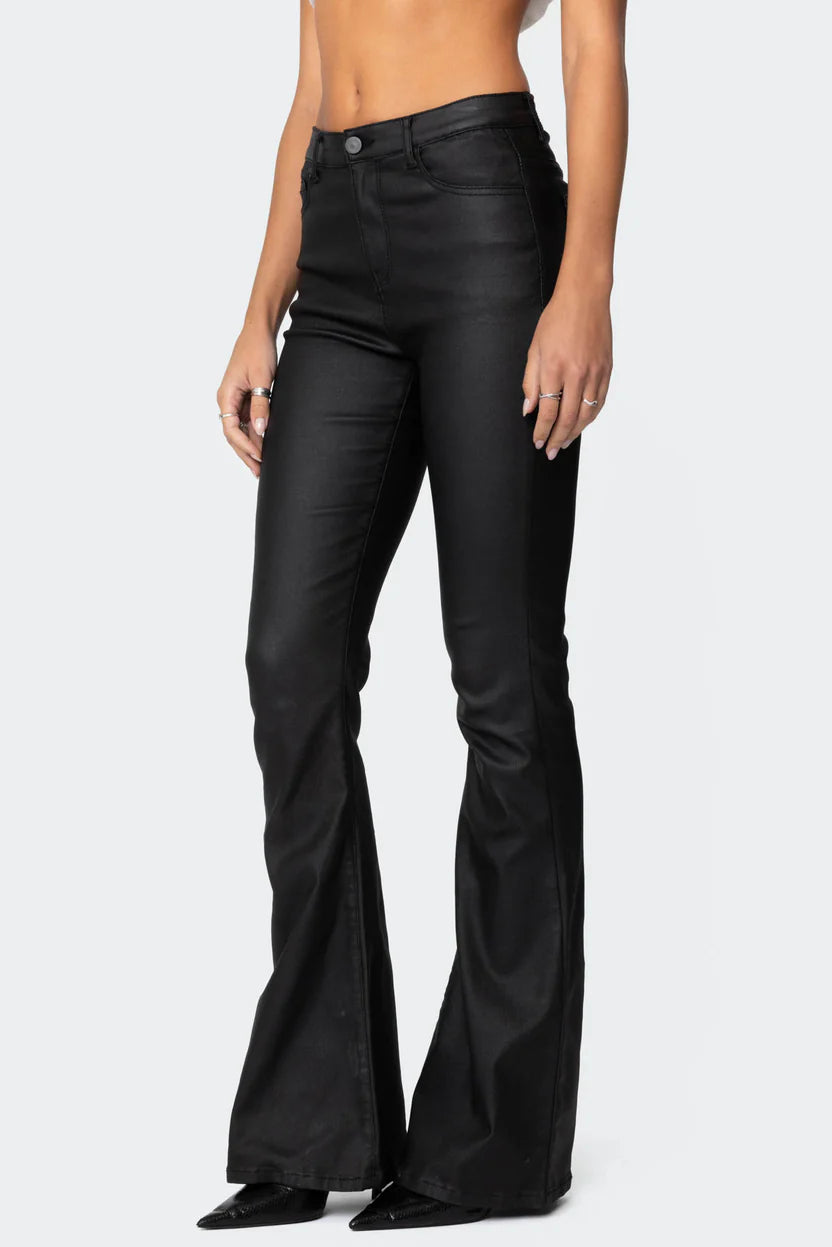 Nova Faux Leather Flare Jeans