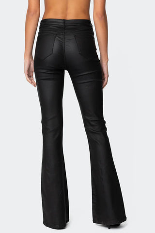 Nova Faux Leather Flare Jeans