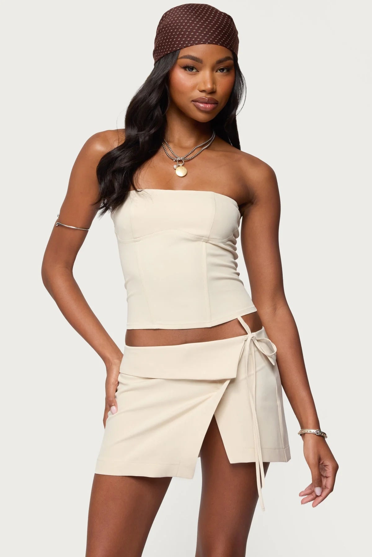 Selena Lace Up Corset - beige