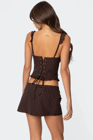 Strata Pinstripe Ruffle Corset