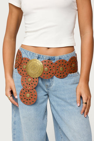 Faux Leather Western Disc Belt