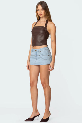 Vega Faux Leather Halter Top