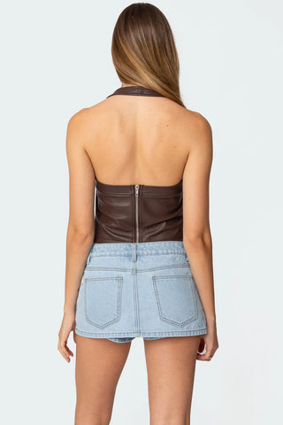 Vega Faux Leather Halter Top